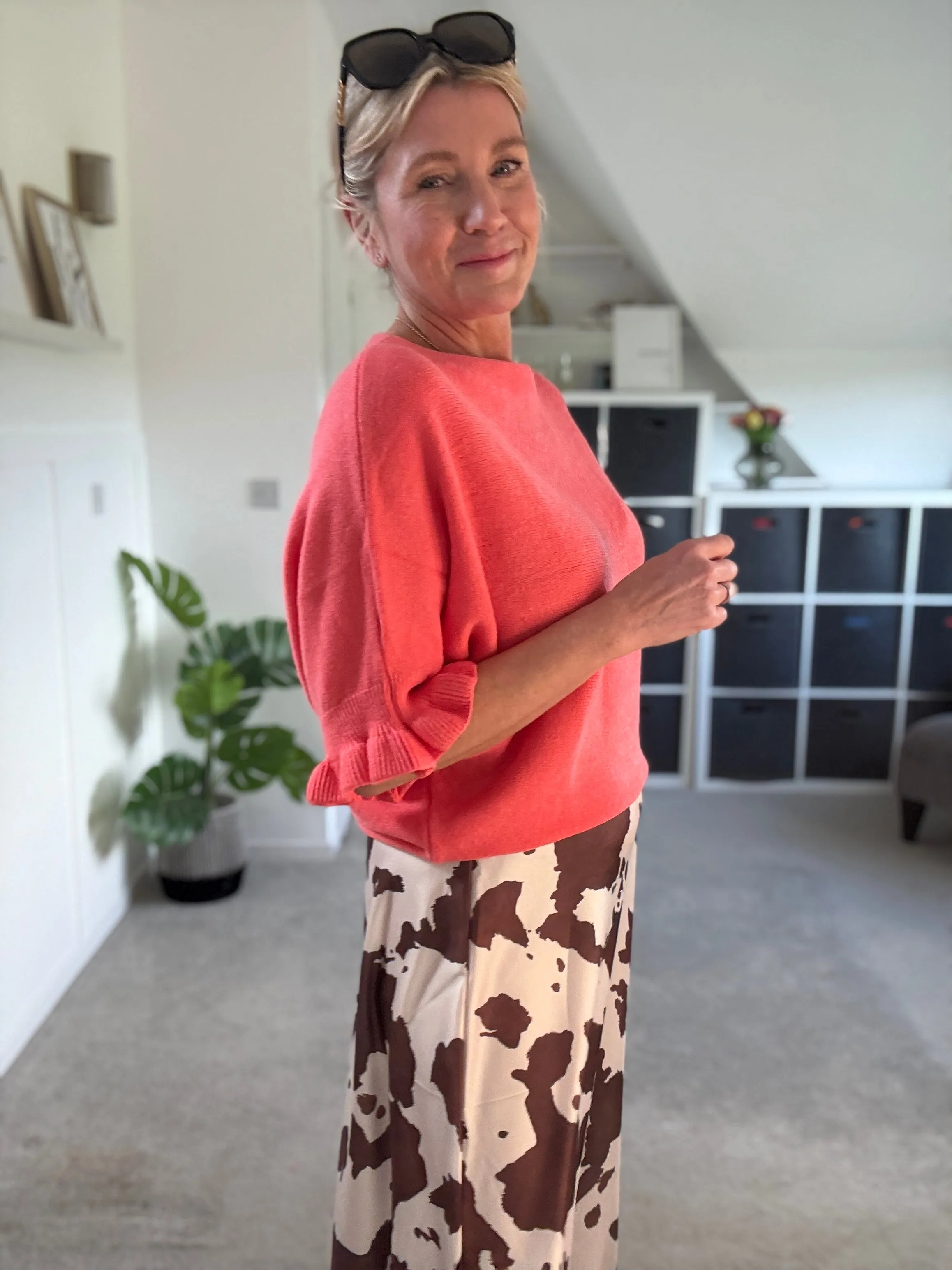 Cow Print Floaty Satin Slip Skirt