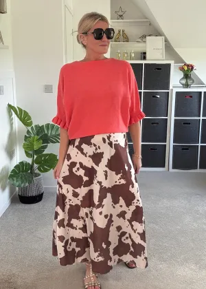 Cow Print Floaty Satin Slip Skirt