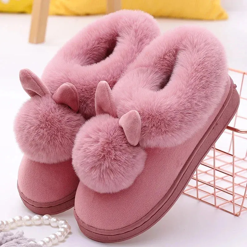 Cushy Footsie™ Snuggle Bunnies: Soft & Fuzzy Slippers with Ears