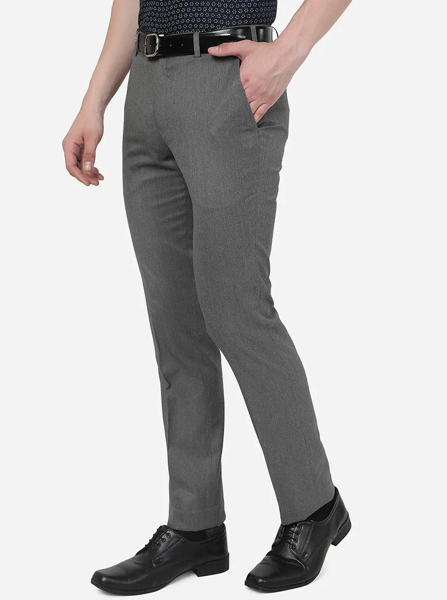 Dark Grey Solid Slim Fit Formal Trouser | JB Studio