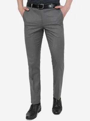 Dark Grey Solid Slim Fit Formal Trouser | JB Studio