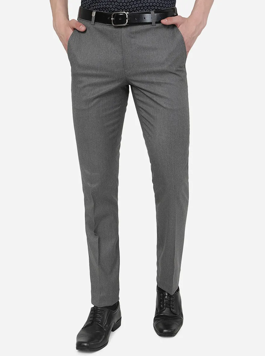 Dark Grey Solid Slim Fit Formal Trouser | JB Studio