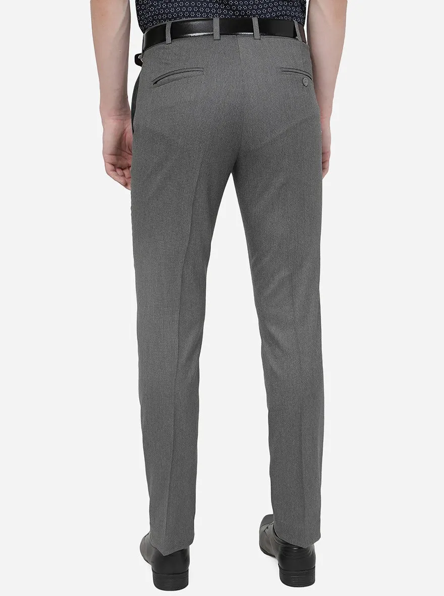 Dark Grey Solid Slim Fit Formal Trouser | JB Studio