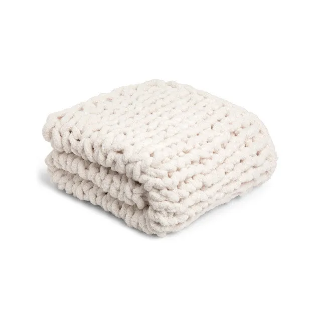 Demdaco Chunky Knit Throw Blanket-Cream