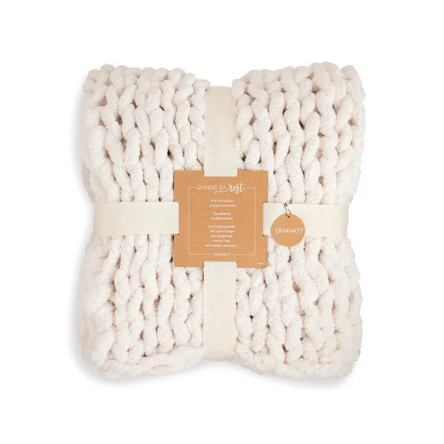 Demdaco Chunky Knit Throw Blanket-Cream