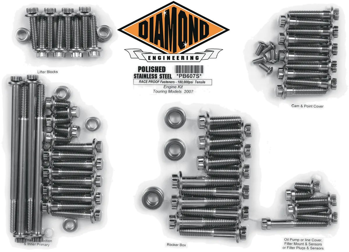 Diamond Engineering PB607S 12-Point Polished Stainless Engine Kit