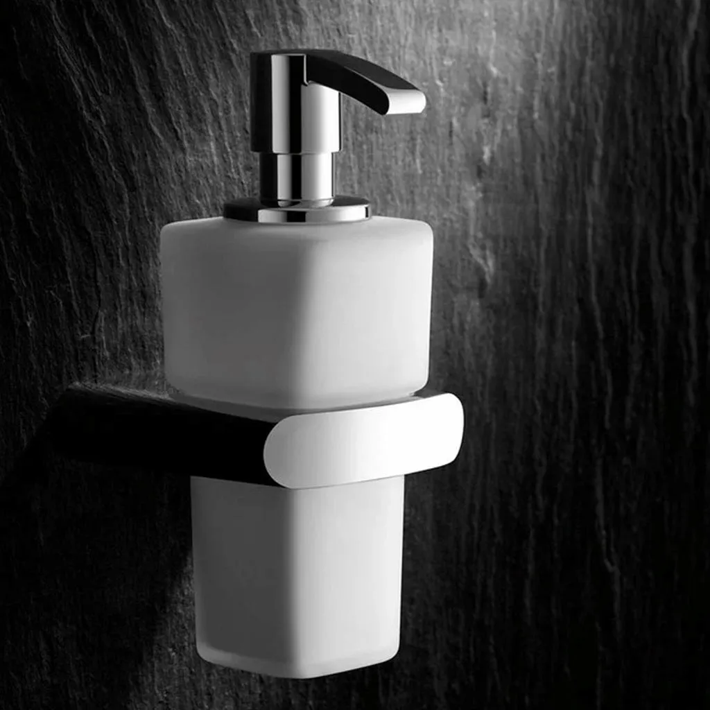 Elegance Soap Dispenser - Wall Mount - 7" Brass/Glass/Polished Chrome