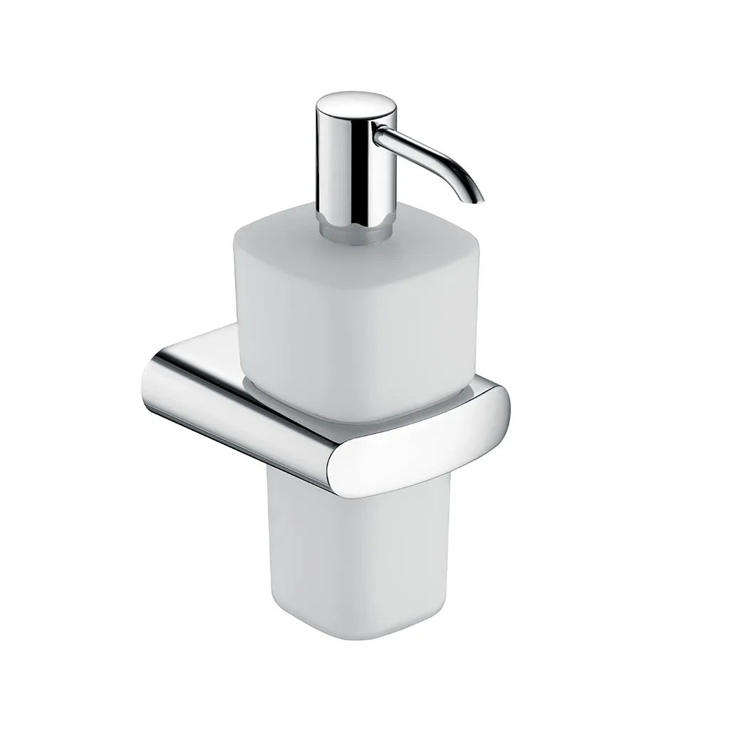 Elegance Soap Dispenser - Wall Mount - 7" Brass/Glass/Polished Chrome