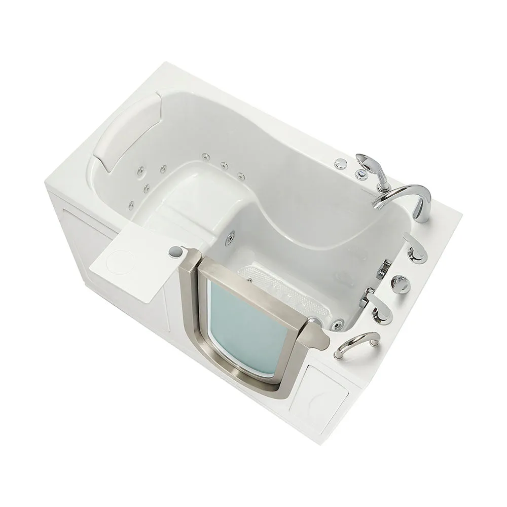 Ella Peitite 28"x52" Acrylic Hydro Massage Walk-In Bathtub with Right Inward Swing Door, 5 Piece Fast Fill Faucet, 2" Dual Drain