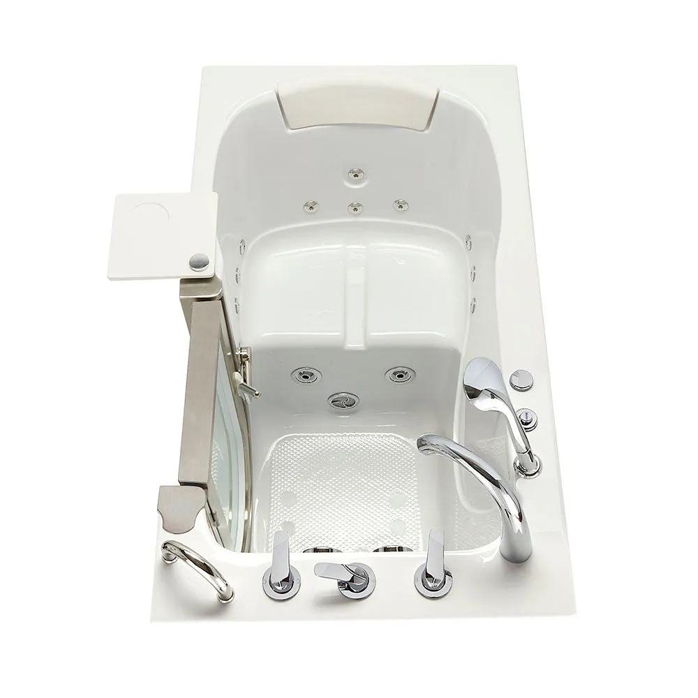 Ella Peitite 28"x52" Acrylic Hydro Massage Walk-In Bathtub with Right Inward Swing Door, 5 Piece Fast Fill Faucet, 2" Dual Drain