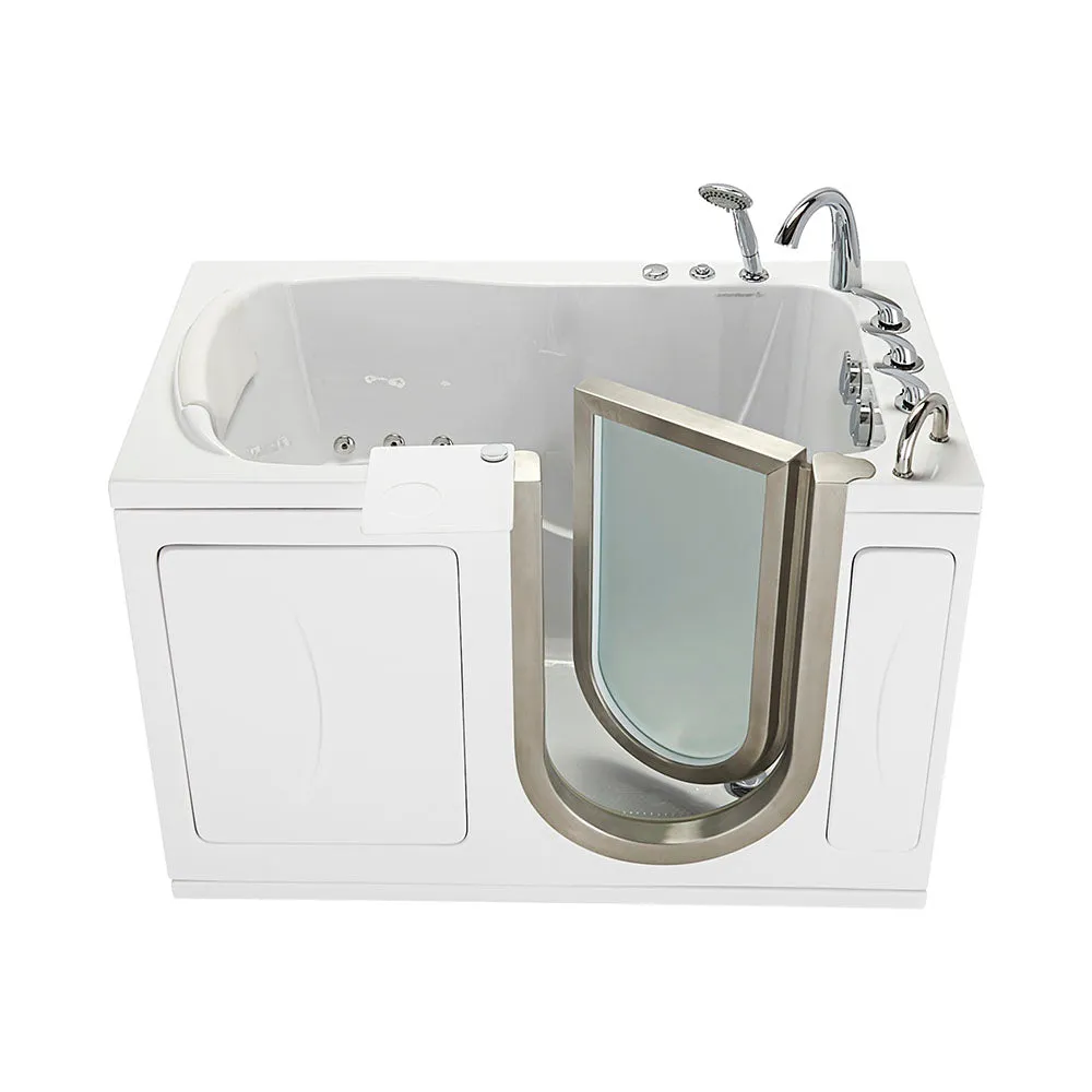 Ella Peitite 28"x52" Acrylic Hydro Massage Walk-In Bathtub with Right Inward Swing Door, 5 Piece Fast Fill Faucet, 2" Dual Drain