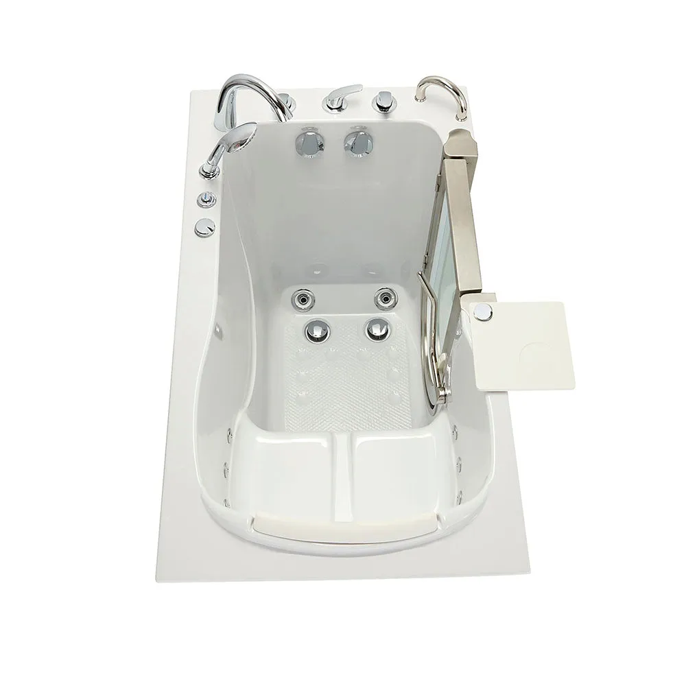 Ella Peitite 28"x52" Acrylic Hydro Massage Walk-In Bathtub with Right Inward Swing Door, 5 Piece Fast Fill Faucet, 2" Dual Drain
