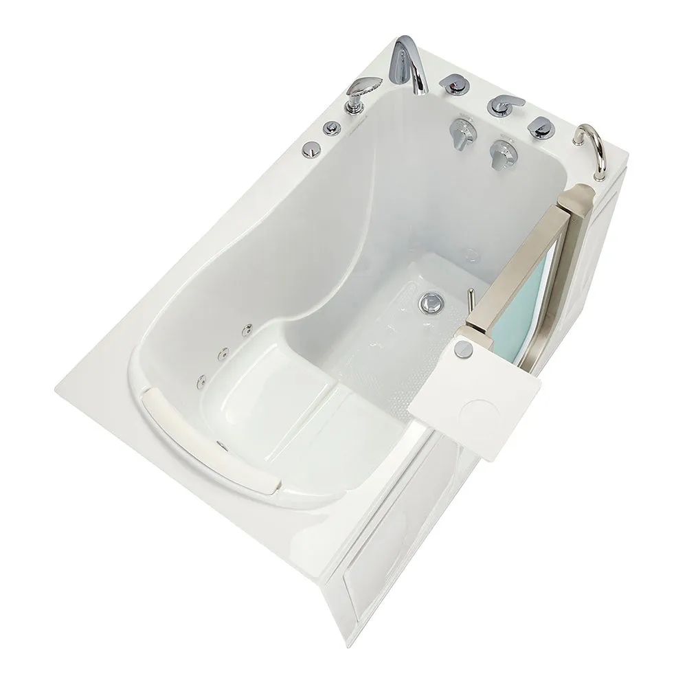 Ella Peitite 28"x52" Acrylic Hydro Massage Walk-In Bathtub with Right Inward Swing Door, 5 Piece Fast Fill Faucet, 2" Dual Drain