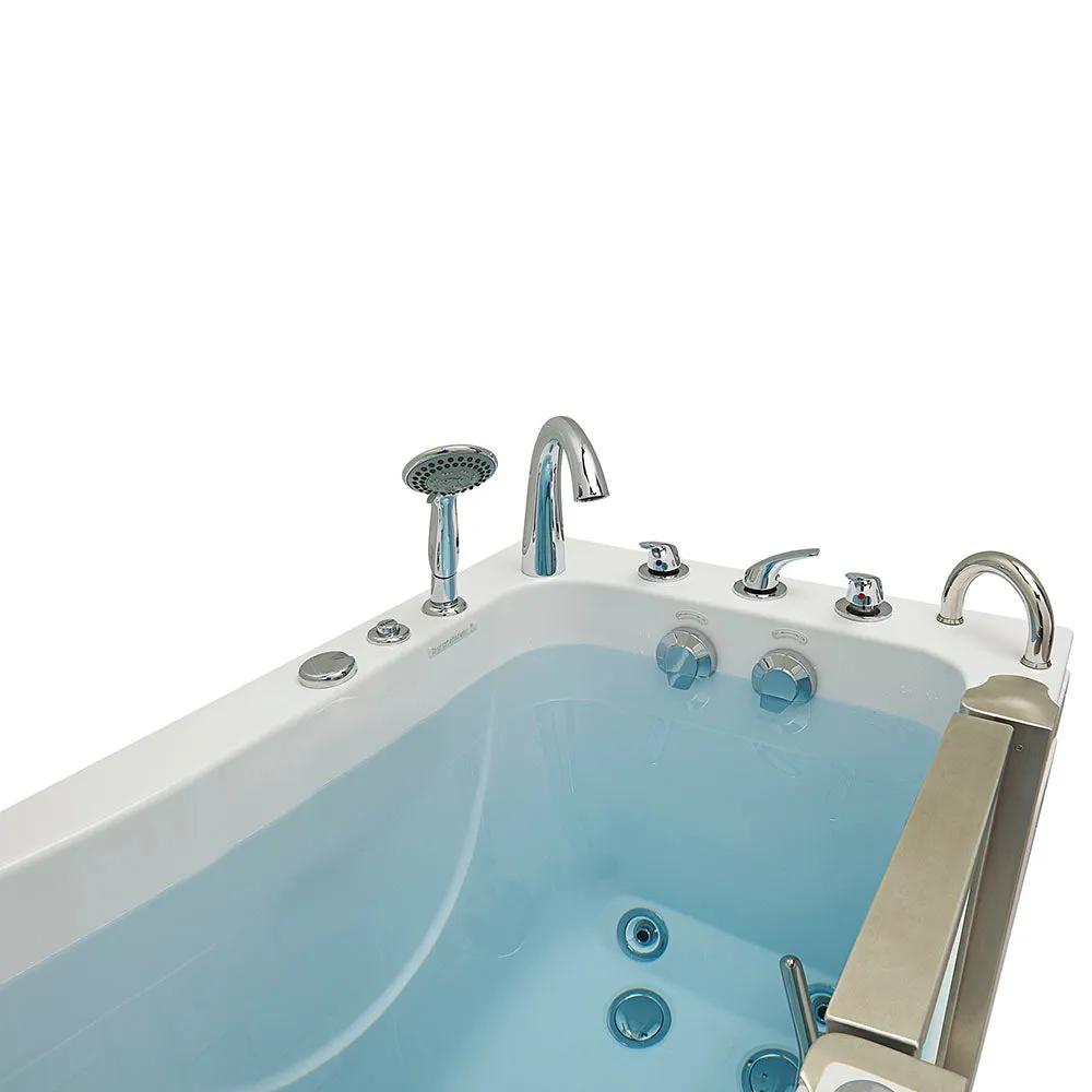 Ella Peitite 28"x52" Acrylic Hydro Massage Walk-In Bathtub with Right Inward Swing Door, 5 Piece Fast Fill Faucet, 2" Dual Drain