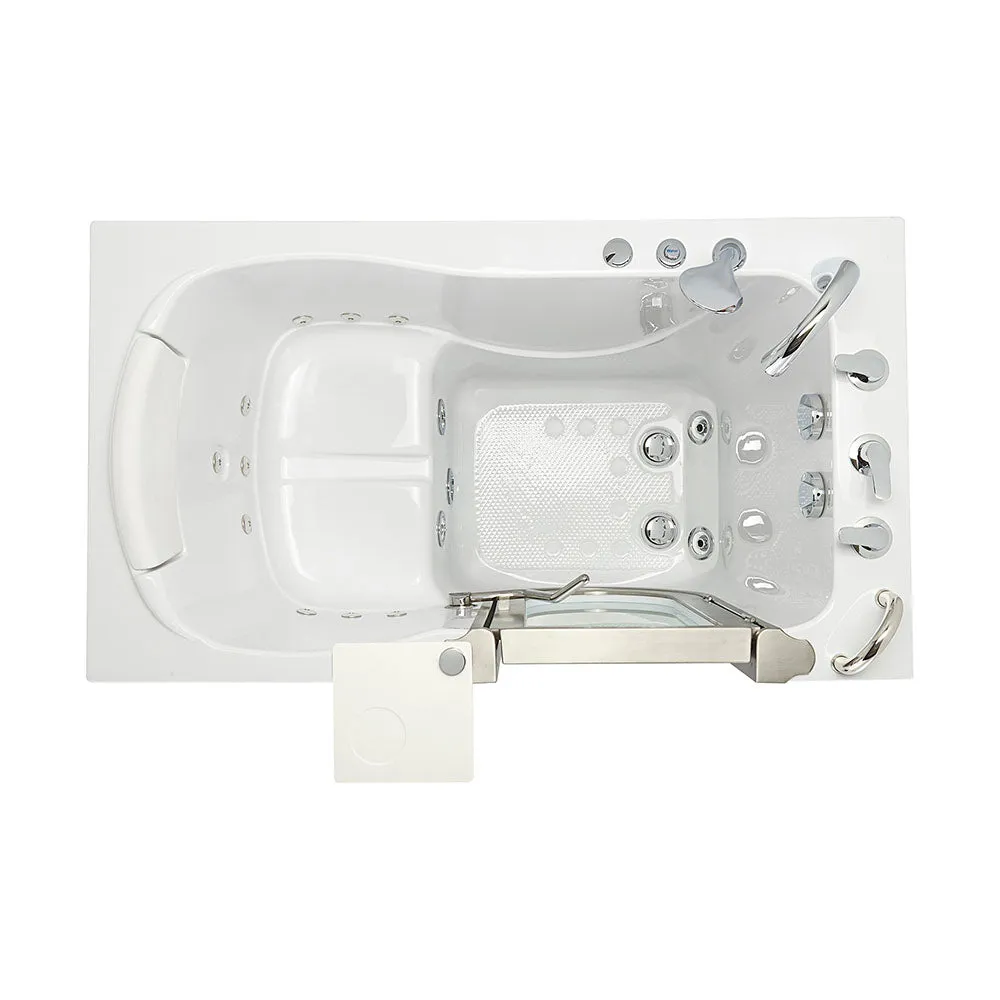 Ella Peitite 28"x52" Acrylic Hydro Massage Walk-In Bathtub with Right Inward Swing Door, 5 Piece Fast Fill Faucet, 2" Dual Drain