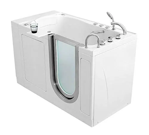 Ella's Bubbles 93108 Ella Elite 30"x 52" Air and Hydro Massage Acrylic Walk-In Bathtub, Right Inward Swing Door, Thermostatic Faucet, Dual 2" Drains, White