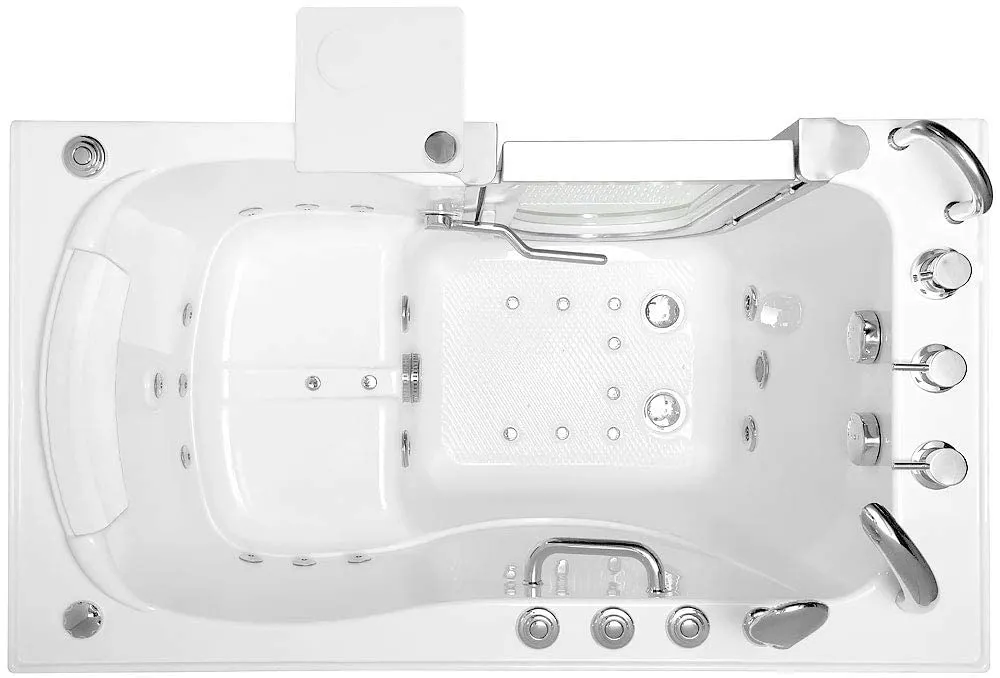 Ella's Bubbles H3108 Elite Hydro Massage Acrylic Walk-In Bathtub, Inward Swing Door, Thermostatic Control Faucet, White