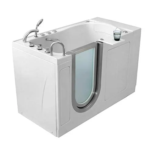 Ella's Bubbles HMH3117 Royal Hydro Massage and Microbubble Acrylic Walk-In Bathtub with Heated Seat, Left Inward Swing Door, Thermostatic Faucet, Dual 2" Drains, 32"x 52", White