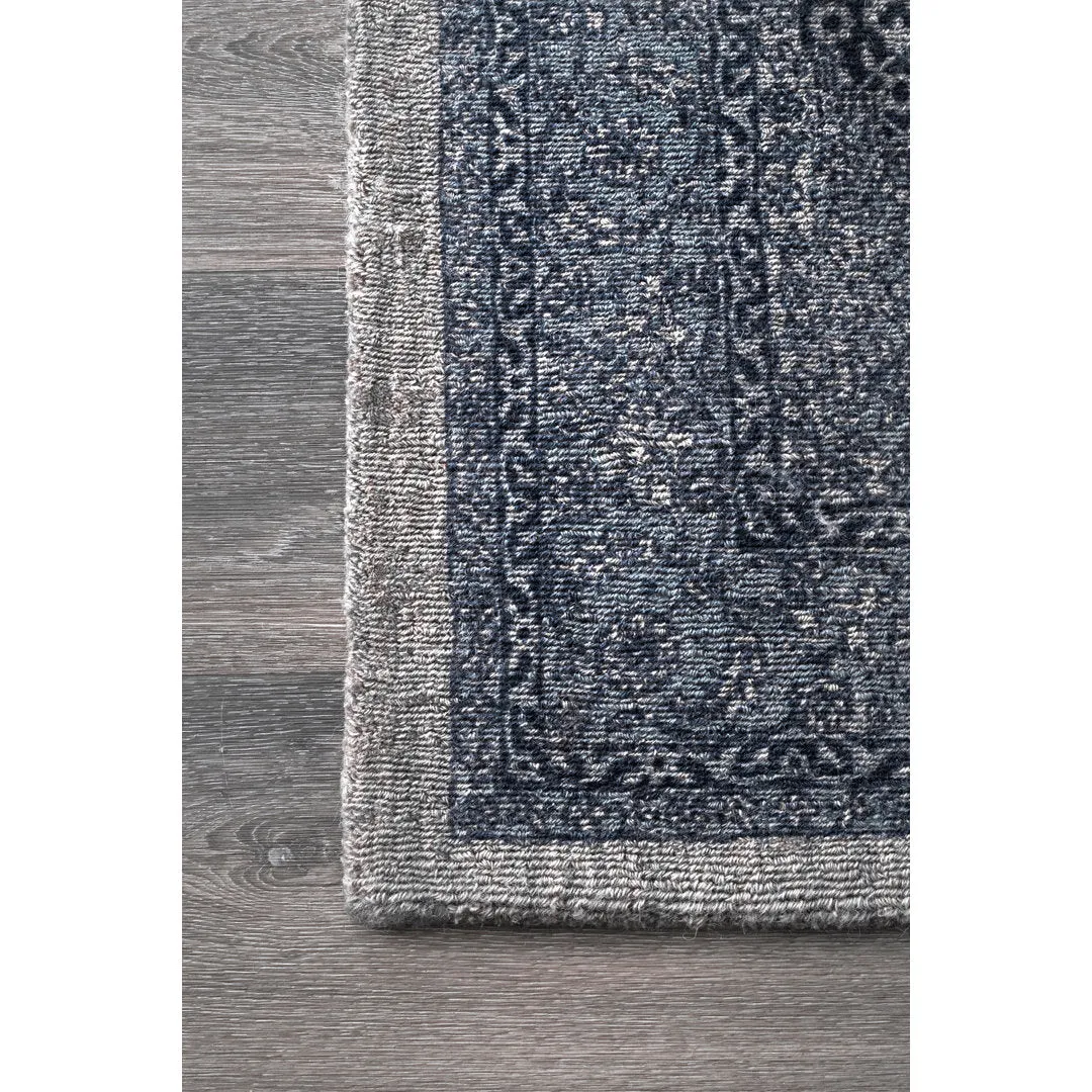 Emette Oriental Handmade Wool Area Rug in Dark Blue Bungalow Rose Rug Size: Rectangle 8'6" x 11'6"