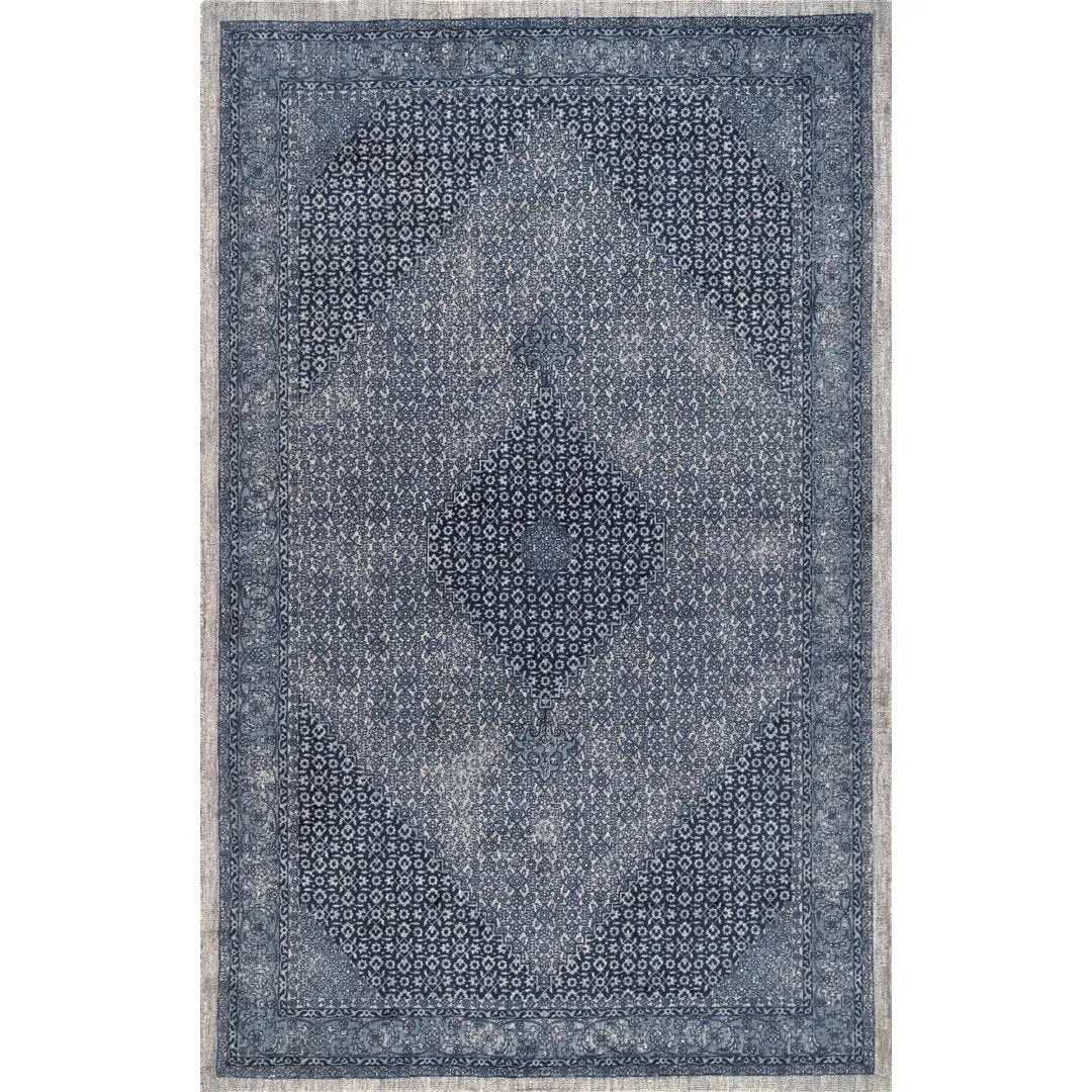 Emette Oriental Handmade Wool Area Rug in Dark Blue Bungalow Rose Rug Size: Rectangle 8'6" x 11'6"