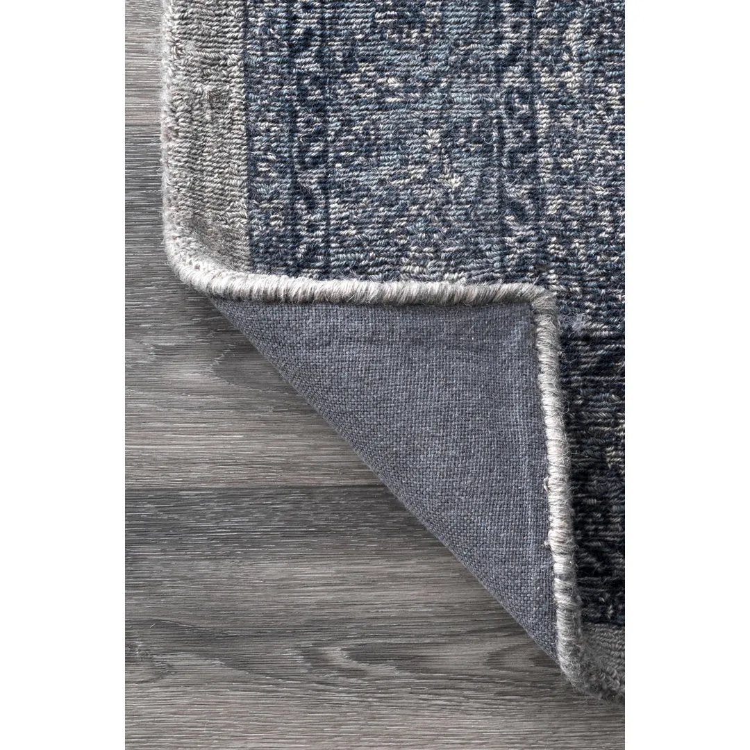 Emette Oriental Handmade Wool Area Rug in Dark Blue Bungalow Rose Rug Size: Rectangle 8'6" x 11'6"