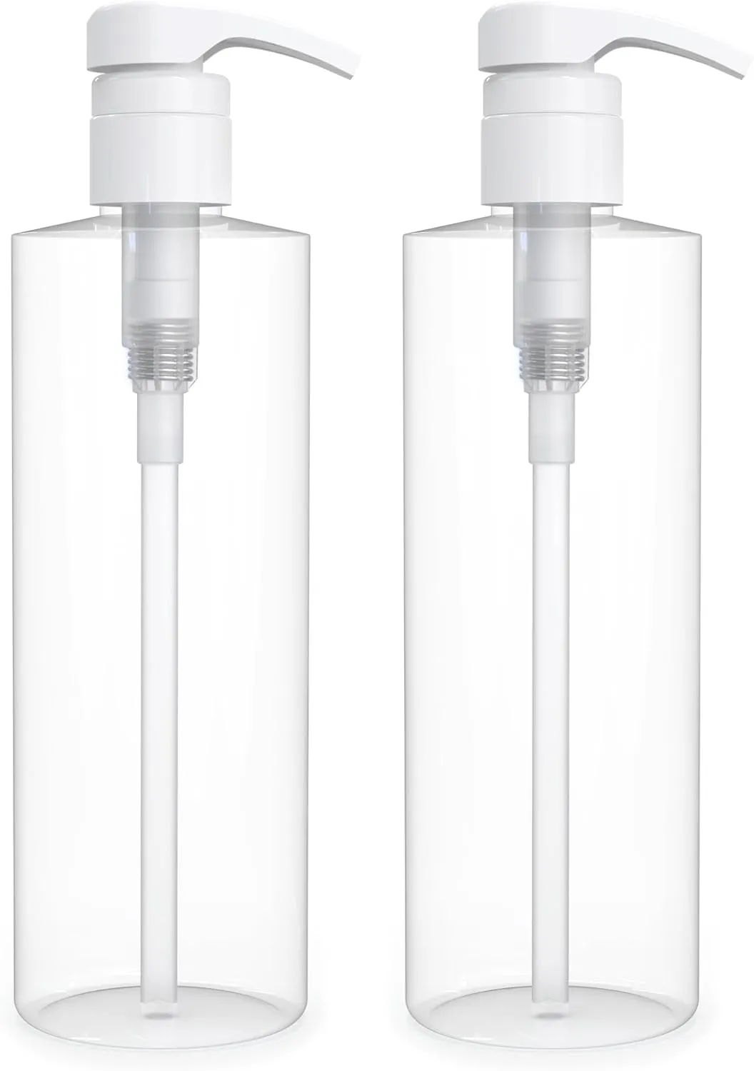 Empty Lotion Pump Bottles 16 OZ, Bpa-Free Refillable Containers, Plastic PET, Great for - Soap, Shampoo, Lotions, Liquid Body Soap, Creams and Massage Oil'S, 2 Pack (White Pump)