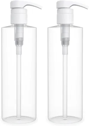 Empty Lotion Pump Bottles 16 OZ, Bpa-Free Refillable Containers, Plastic PET, Great for - Soap, Shampoo, Lotions, Liquid Body Soap, Creams and Massage Oil'S, 2 Pack (White Pump)