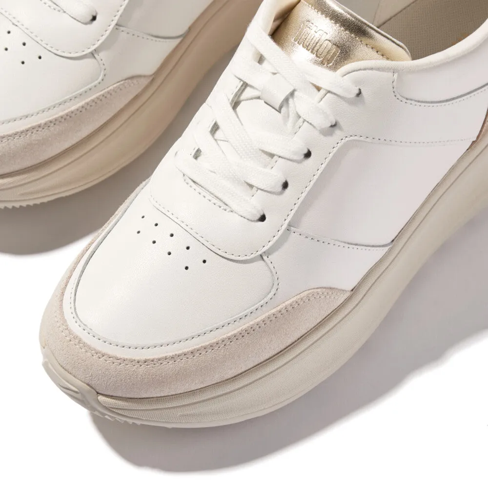 F-MODE Leather/Suede/Metallic Flatform Trainers