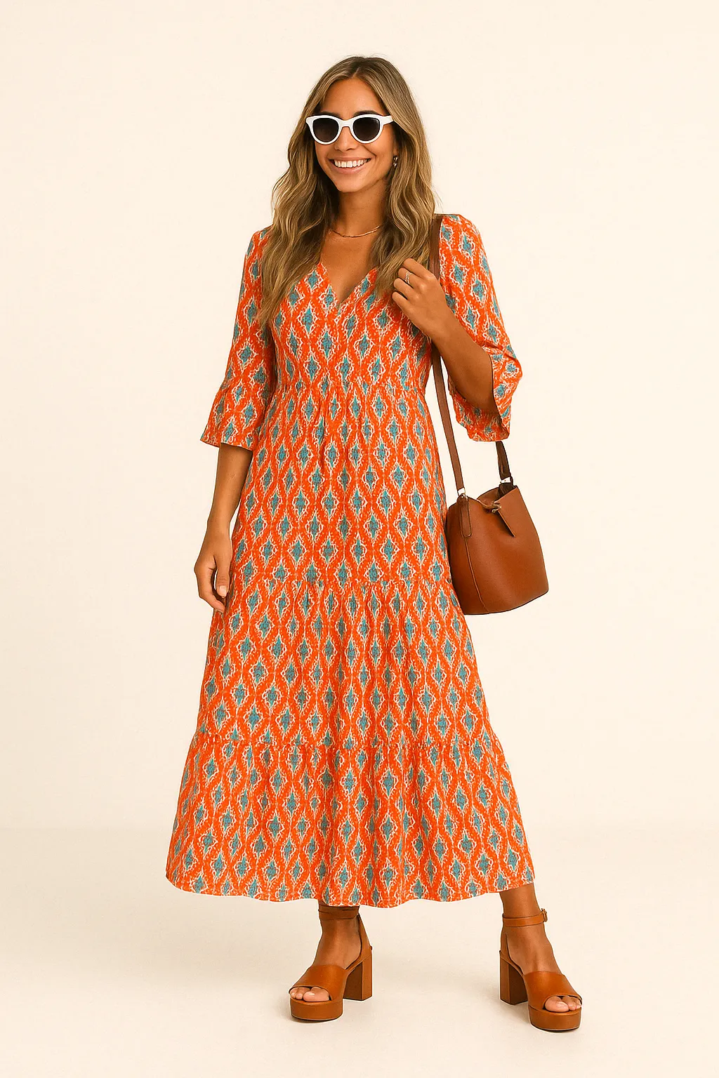 Faith |  Ruffled V-Neck Floral Midi Dress