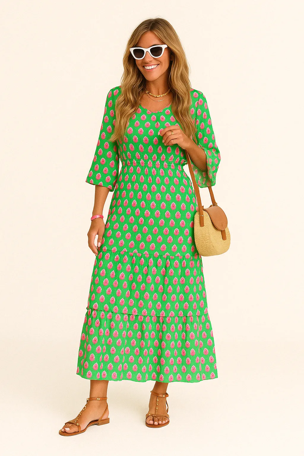 Faith |  Ruffled V-Neck Floral Midi Dress