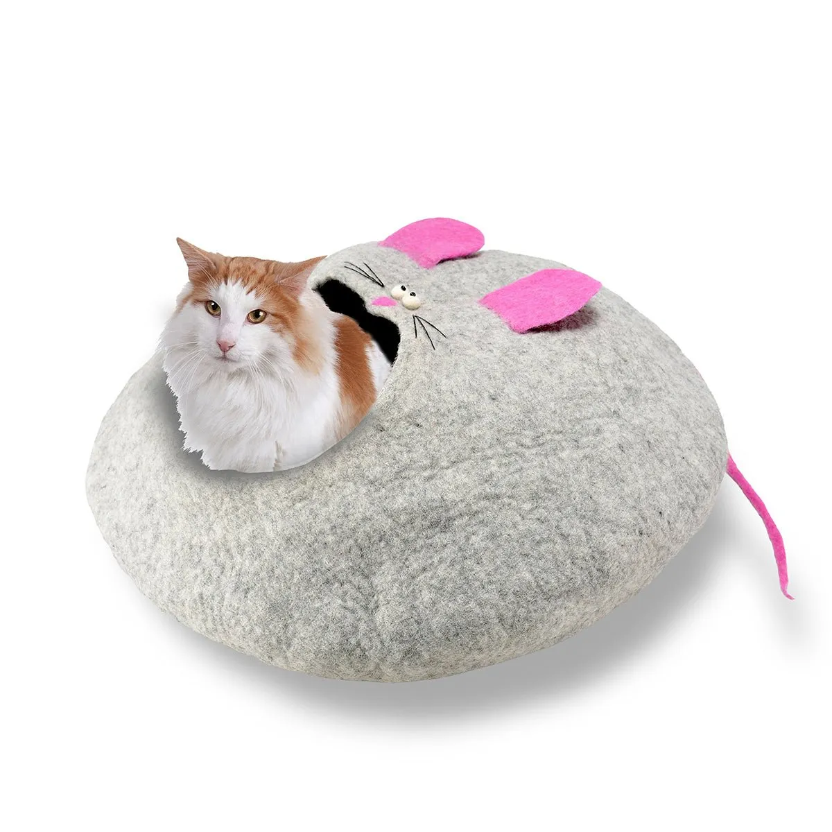 Felted Cat House with Mouse Design