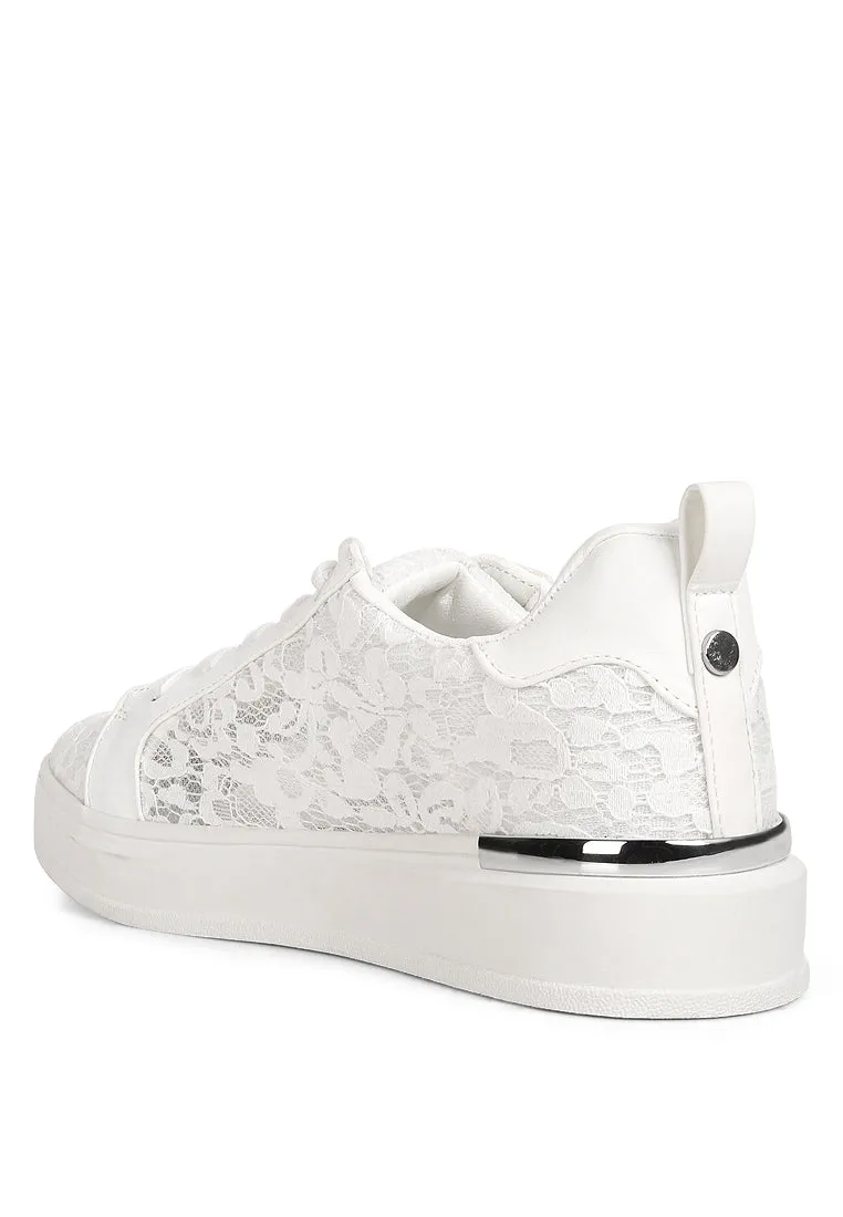 Flakes Lace Detail Low Platform Sneakers