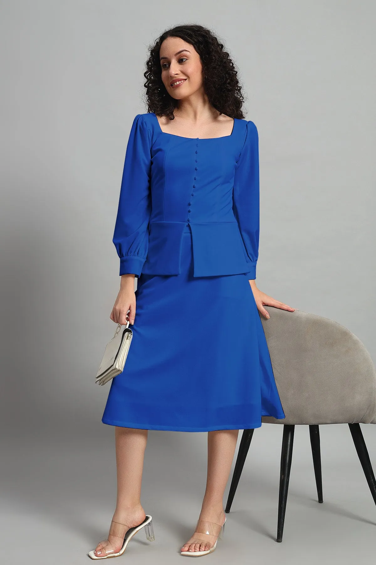 Flare of Grace Skirt Co-ord Set, Blue