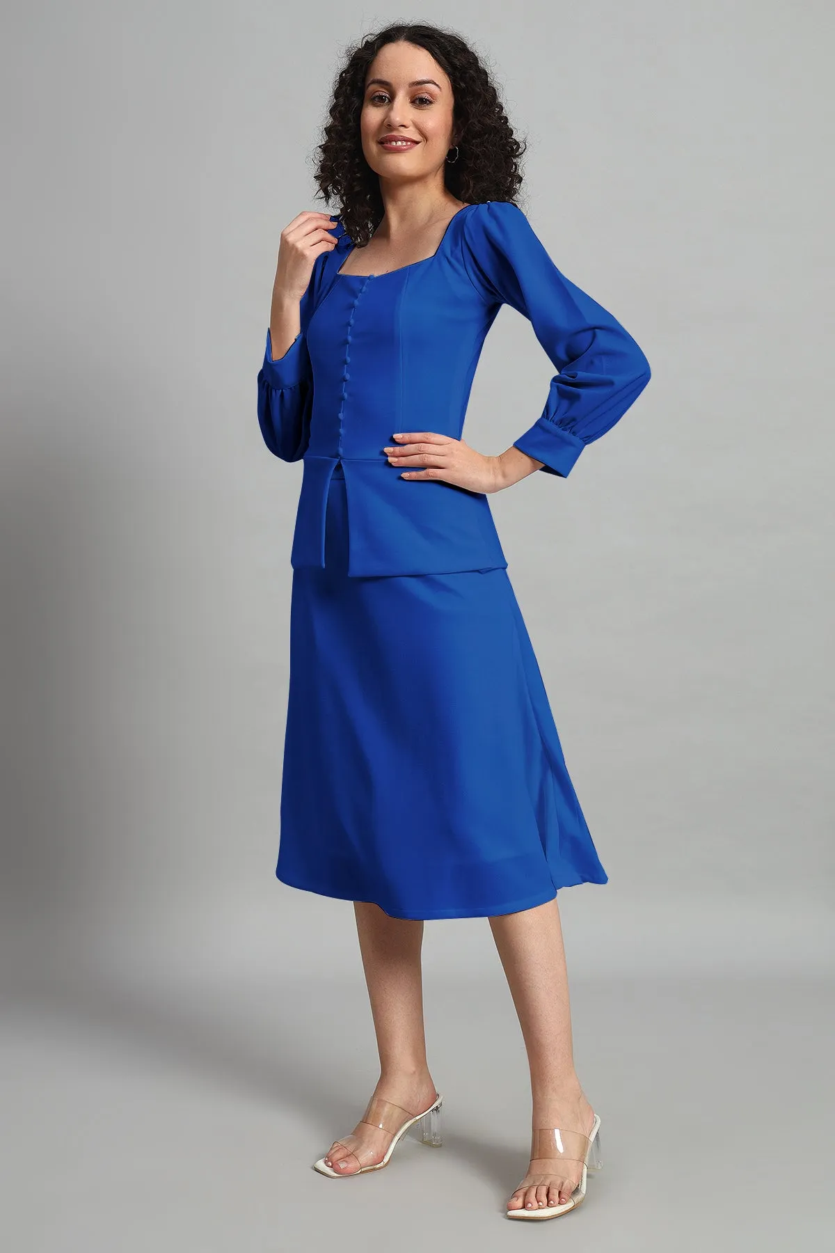 Flare of Grace Skirt Co-ord Set, Blue