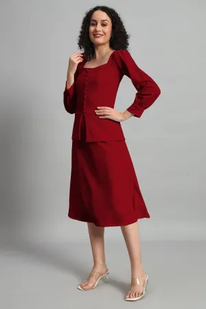 Flare of Grace Skirt Co-ord Set, Red