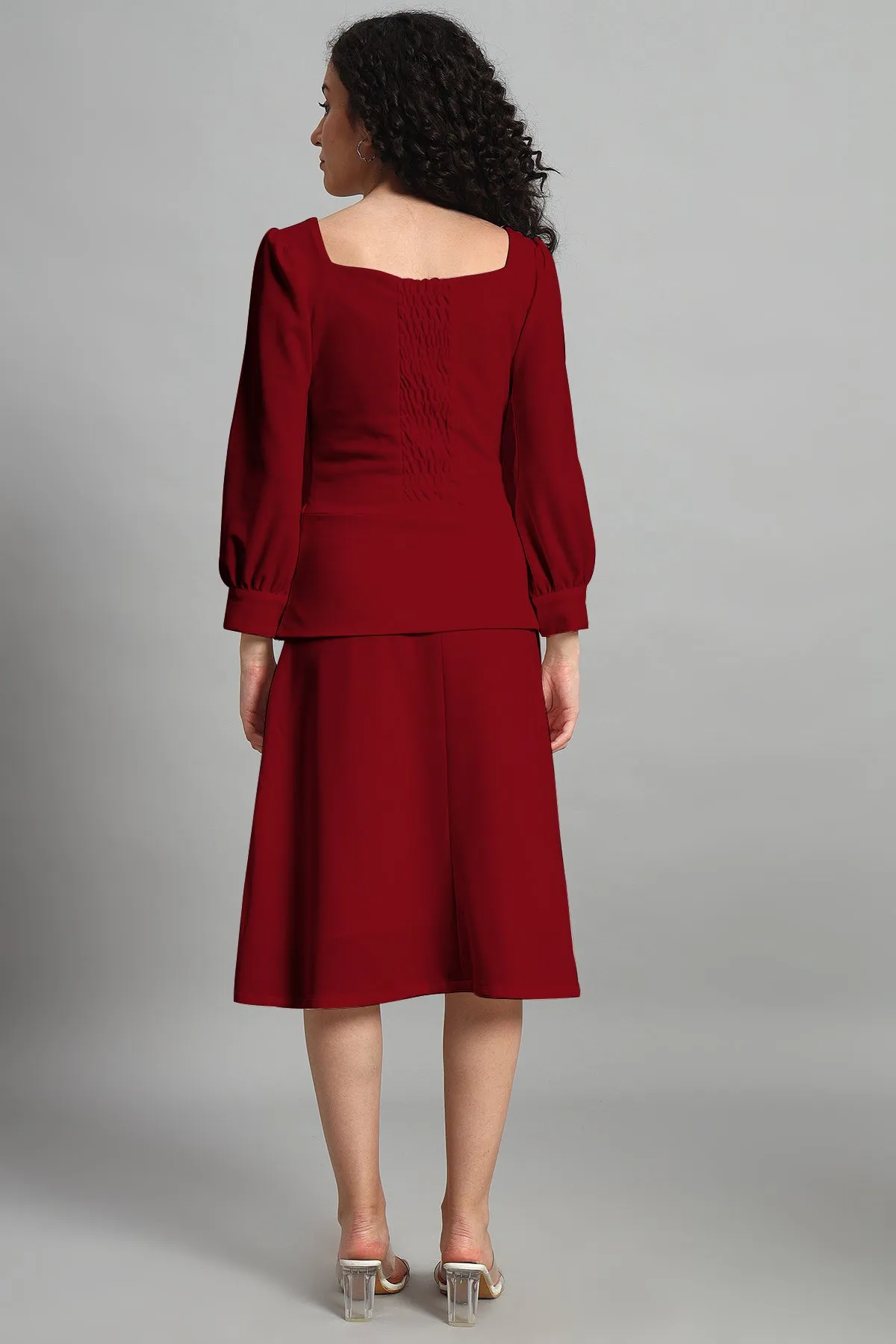 Flare of Grace Skirt Co-ord Set, Red