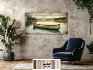 Green Canoe Real Wood Wall Art For Cabin Decor