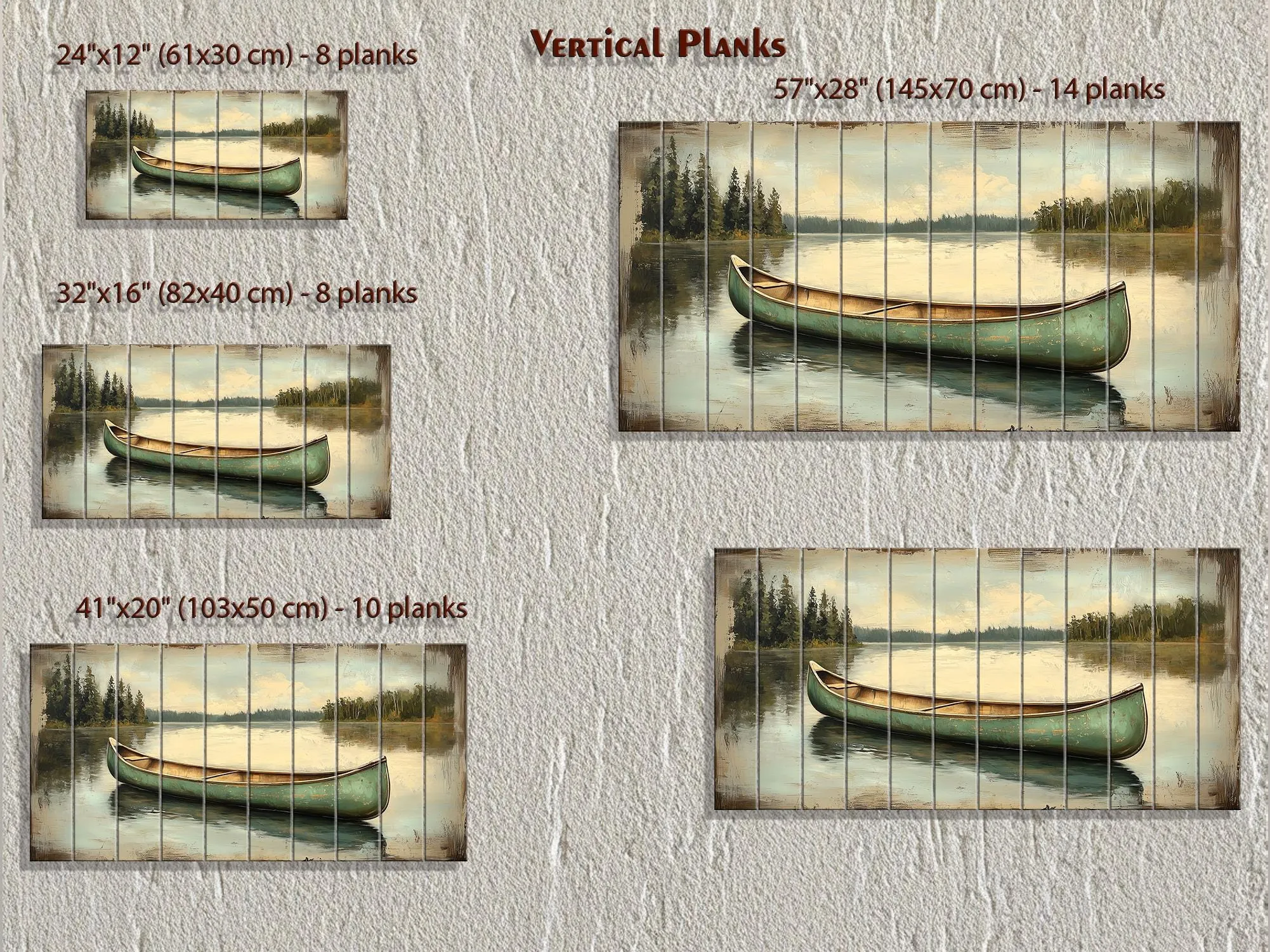 Green Canoe Real Wood Wall Art For Cabin Decor