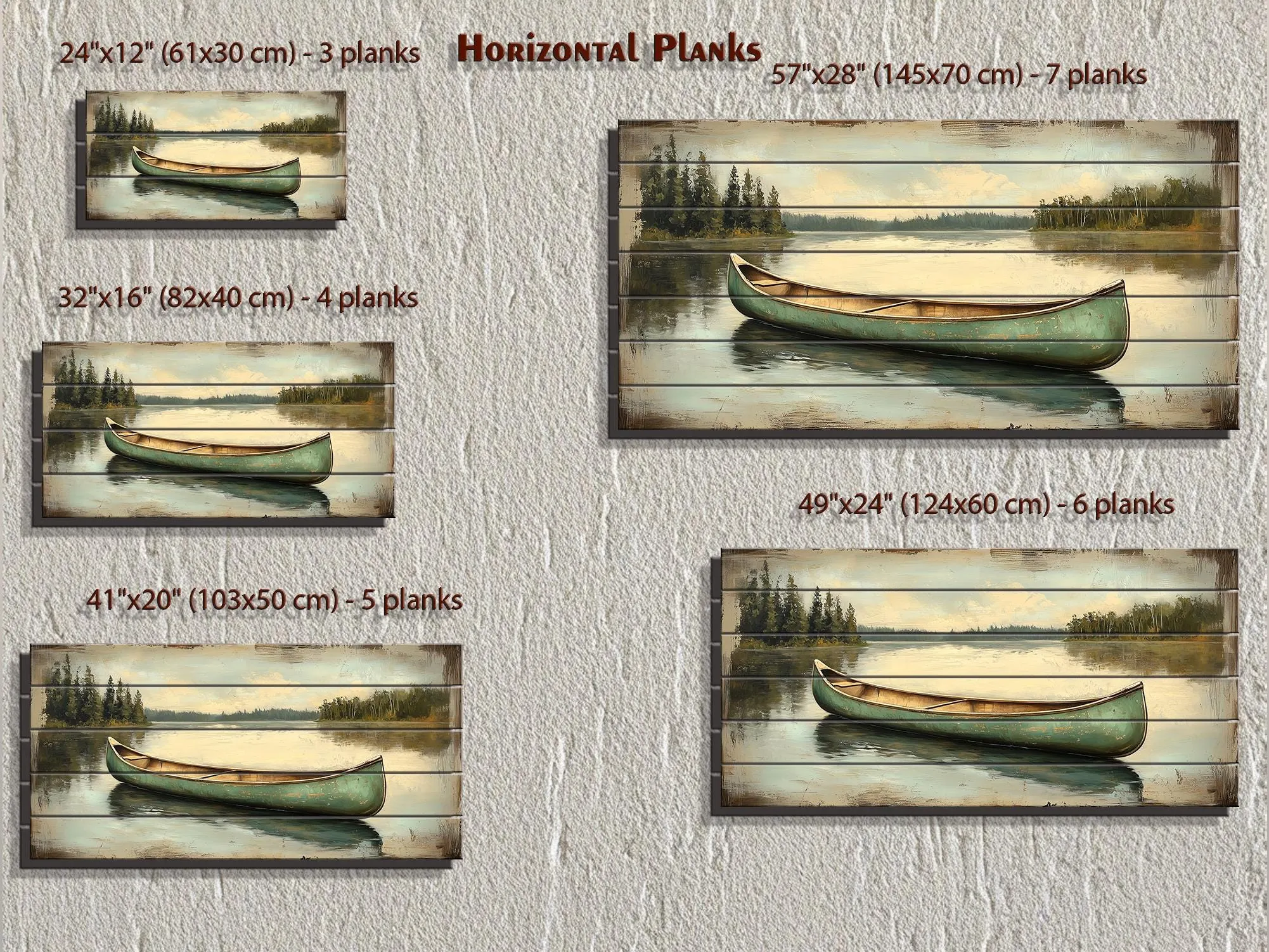 Green Canoe Real Wood Wall Art For Cabin Decor