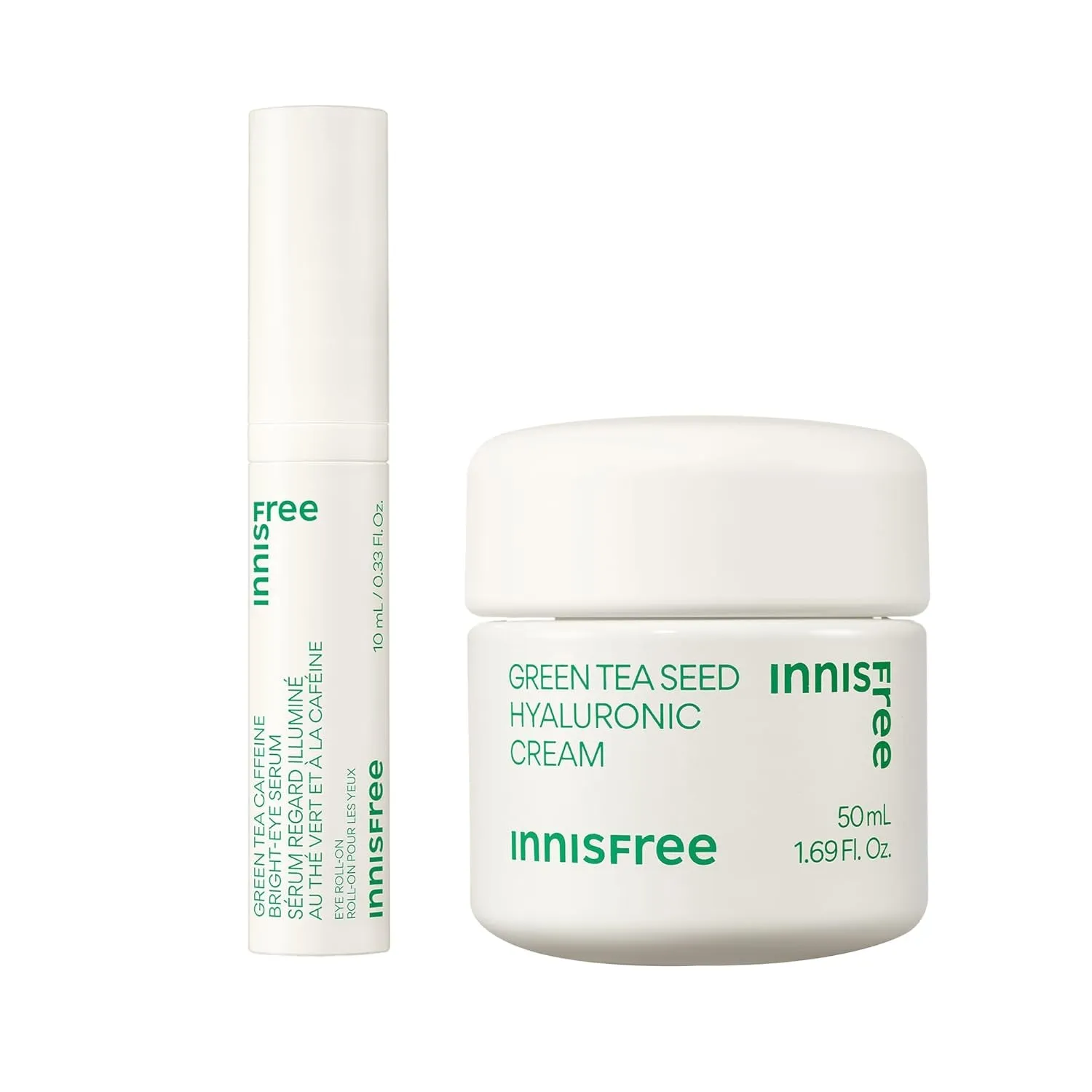 Green Tea Caffeine Bright-Eye Serum with Niacinamide, Cooling Korean Eye Roll on Serum, Hydrating Eye Cream
