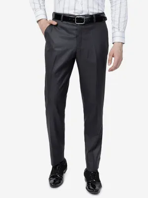 Grey Solid Classic Fit Formal Trouser | Greenfibre