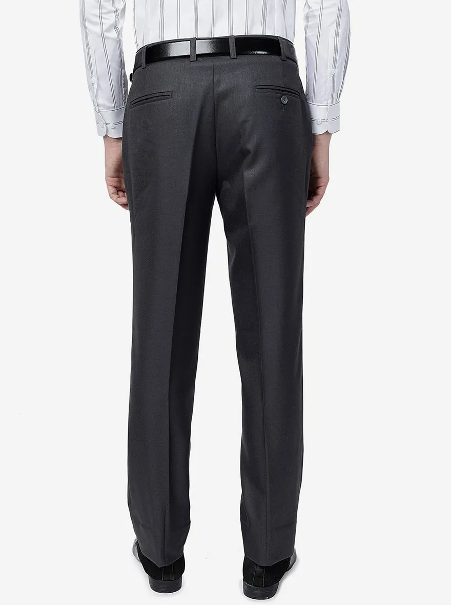Grey Solid Classic Fit Formal Trouser | Greenfibre