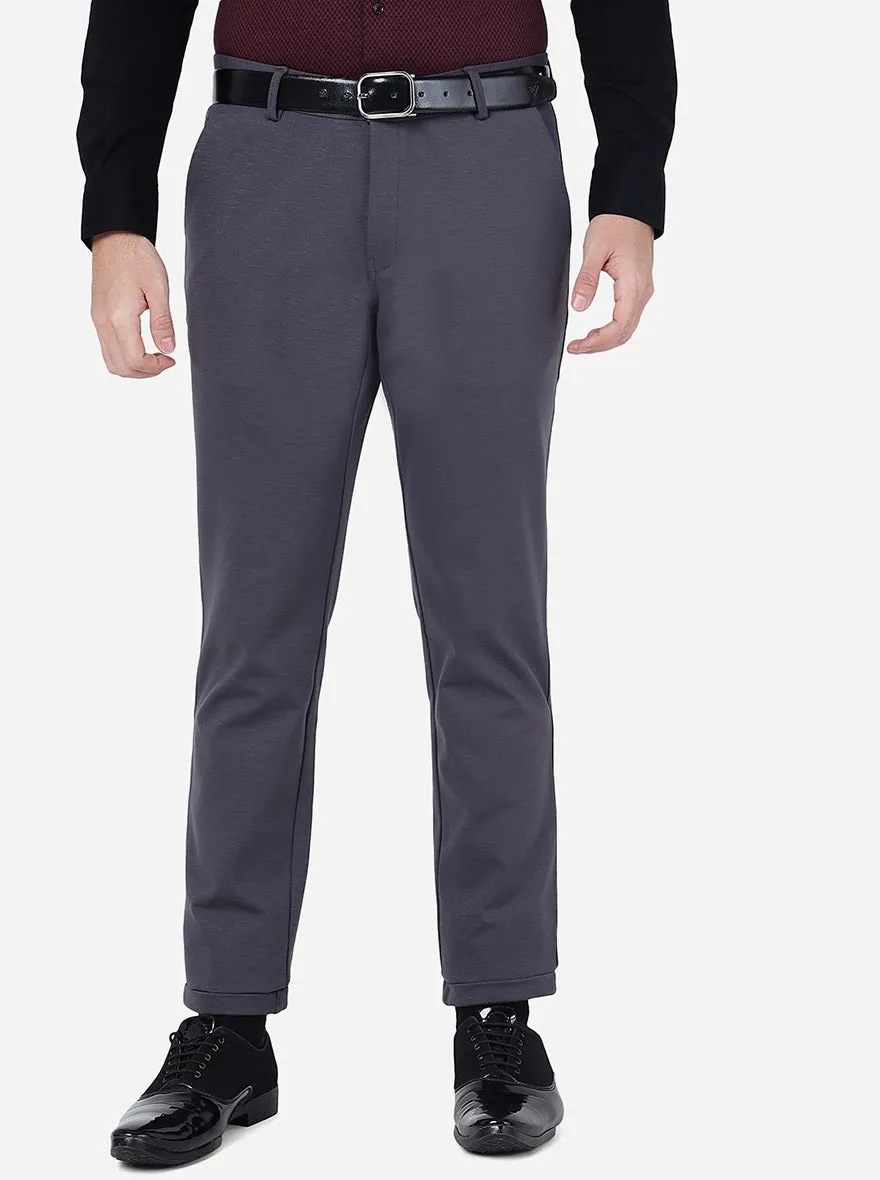 Grey Solid Slim Fit Club Wear Trouser | JB Studio