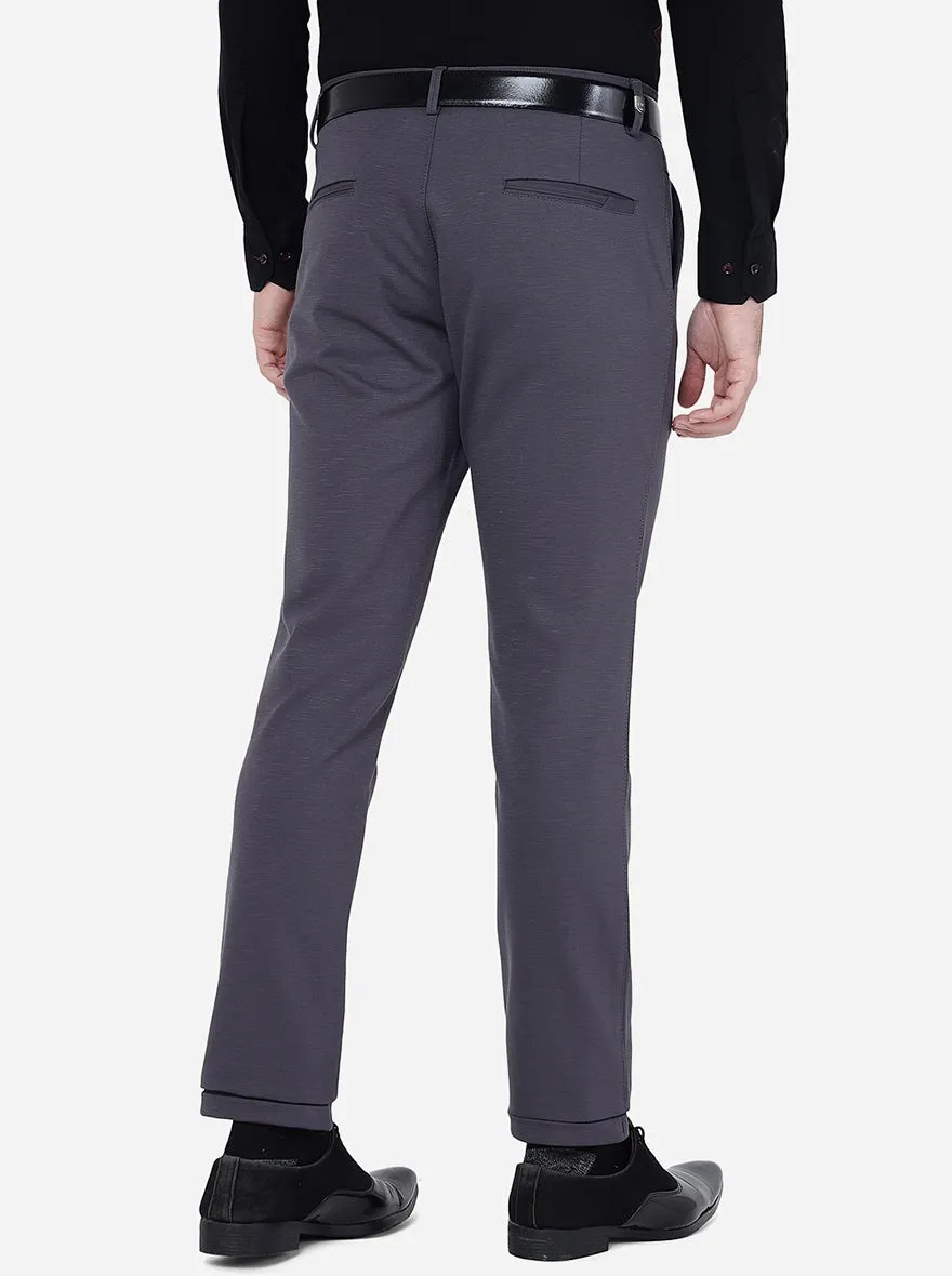 Grey Solid Slim Fit Club Wear Trouser | JB Studio