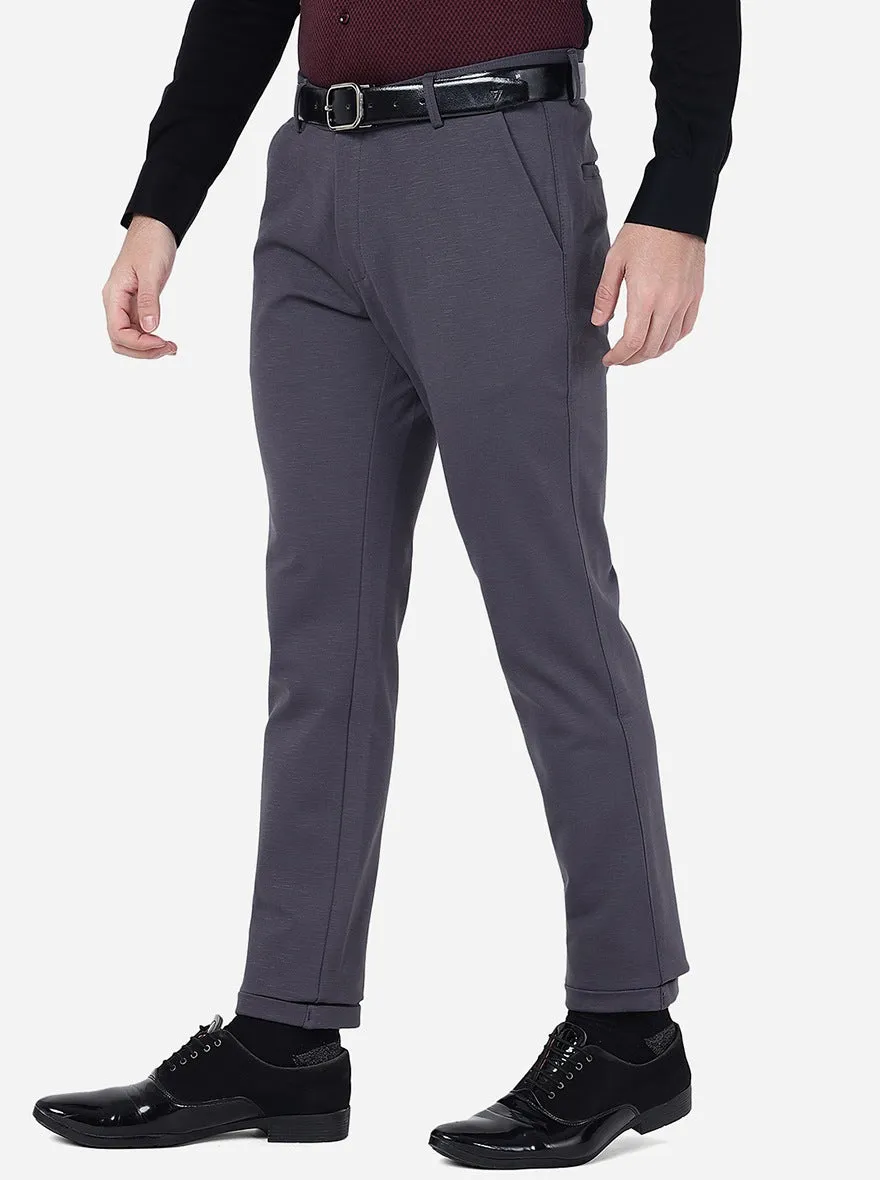 Grey Solid Slim Fit Club Wear Trouser | JB Studio