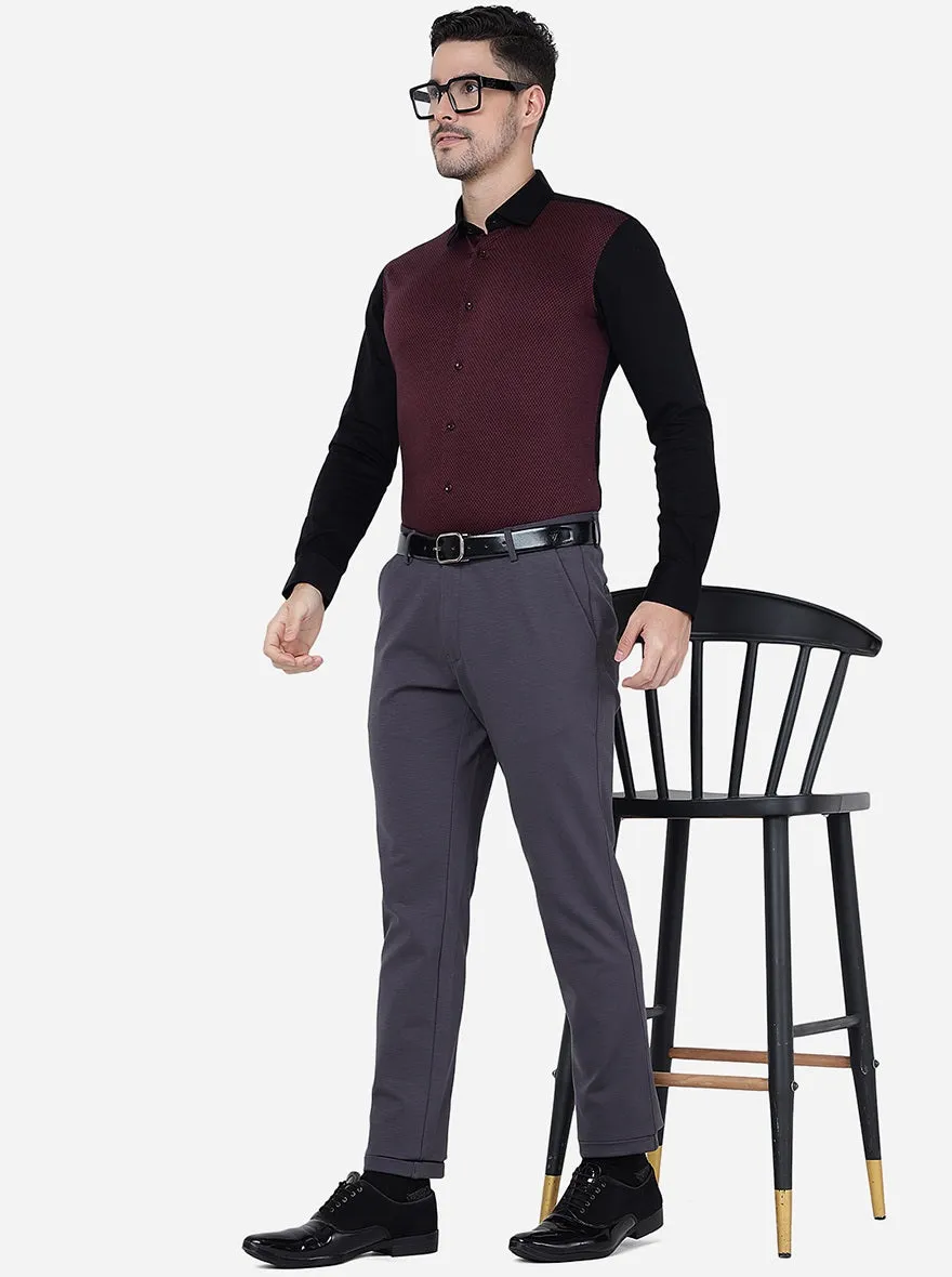 Grey Solid Slim Fit Club Wear Trouser | JB Studio