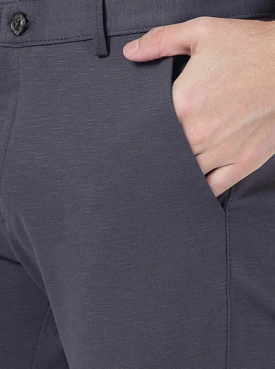 Grey Solid Slim Fit Club Wear Trouser | JB Studio