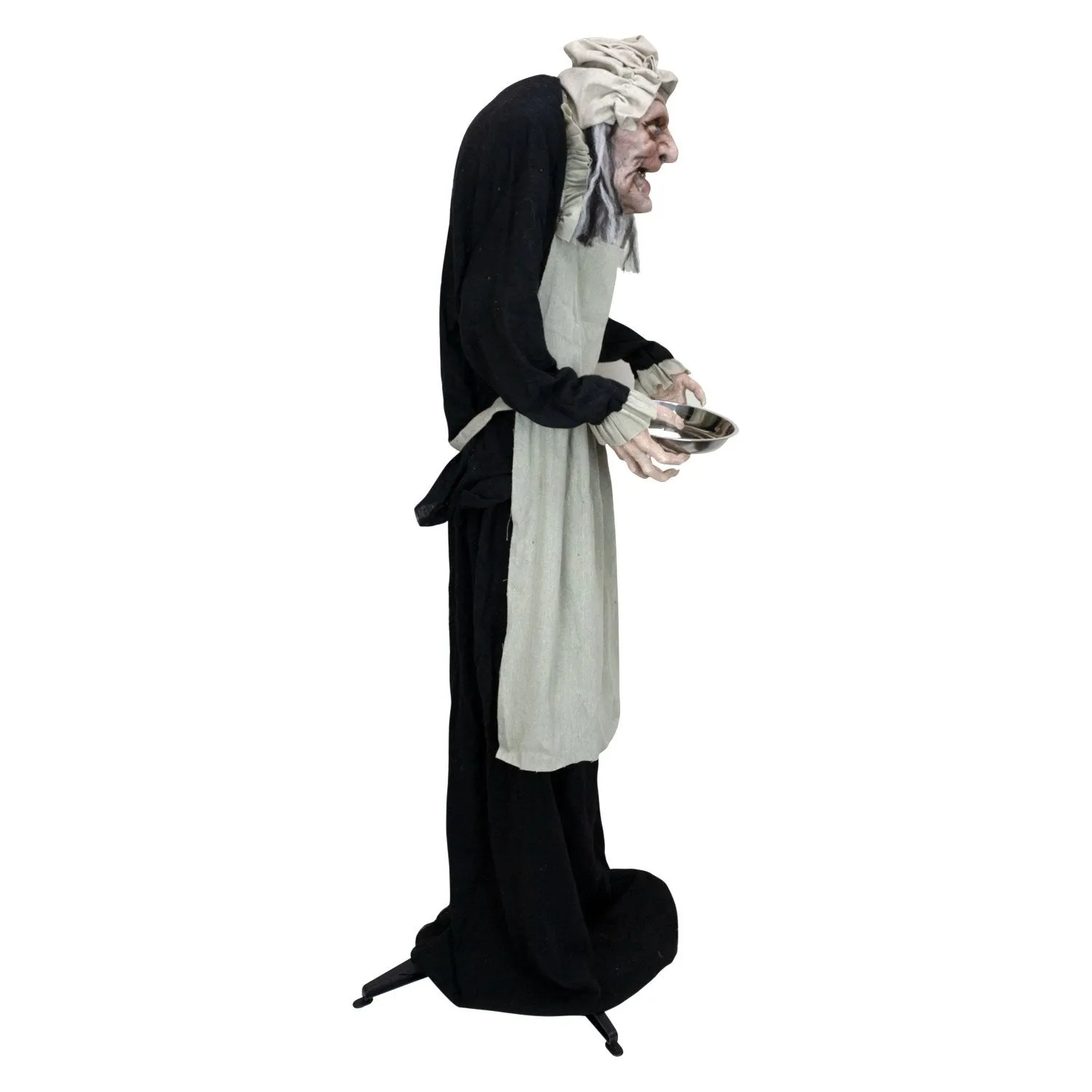 Halloween Animatronics Sound-Activated Old Lady with Candy Dish Decoration