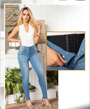 High-Waisted Jeans with Built-in Tummy Control Shapewear