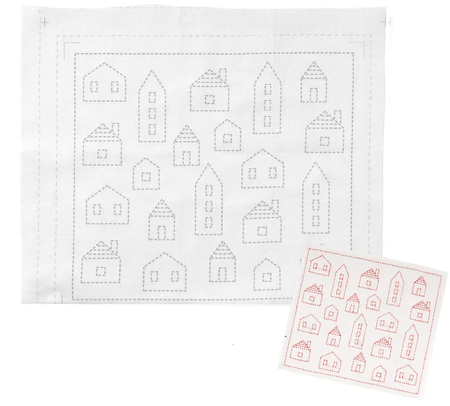 Houses Sashiko Cloth